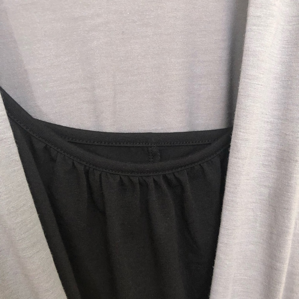 AS U WISH Medium Layered Belted Dress Colorblock Black Gray Short Sleeve NWOT - Picture 5 of 16
